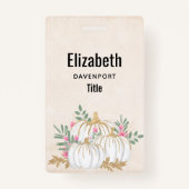 Witte en goudpompoenen Waterverf Badge (Achterkant)