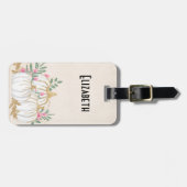 Witte en goudpompoenen Waterverf Bagagelabel (Voorkant horizontaal)