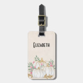 Witte en goudpompoenen Waterverf Bagagelabel (Voorkant verticaal)