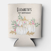 Witte en goudpompoenen Waterverf Birthday Blikjeskoeler (Voorkant)