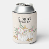 Witte en goudpompoenen Waterverf Birthday Blikjeskoeler (Blikje Achterkant)