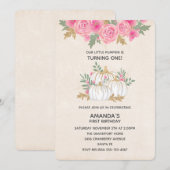 Witte en goudpompoenen Waterverf Birthday Kaart (Voorkant / Achterkant)