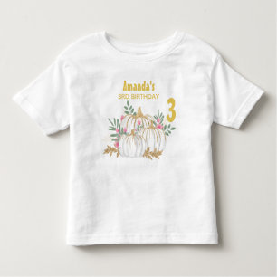 Witte en goudpompoenen Waterverf Birthday Kinder Shirts