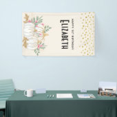 Witte en goudpompoenen Waterverf Birthday Spandoek (Beurs)