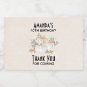 Witte en goudpompoenen Waterverf Birthday Sparkling Wijnetiket (Enkel label)