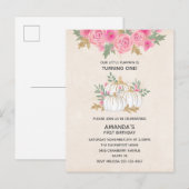 Witte en goudpompoenen Waterverf Birthday Uitnodiging Briefkaart (Voorkant / Achterkant)