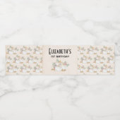 Witte en goudpompoenen Waterverf Birthday Waterfles Etiket (Enkel label)