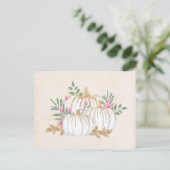 Witte en goudpompoenen Waterverf Briefkaart (Staand voorkant)