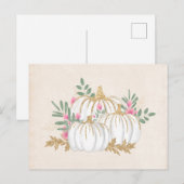 Witte en goudpompoenen Waterverf Briefkaart (Voorkant / Achterkant)