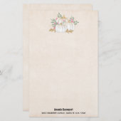 Witte en goudpompoenen Waterverf Briefpapier (Voorkant / Achterkant)