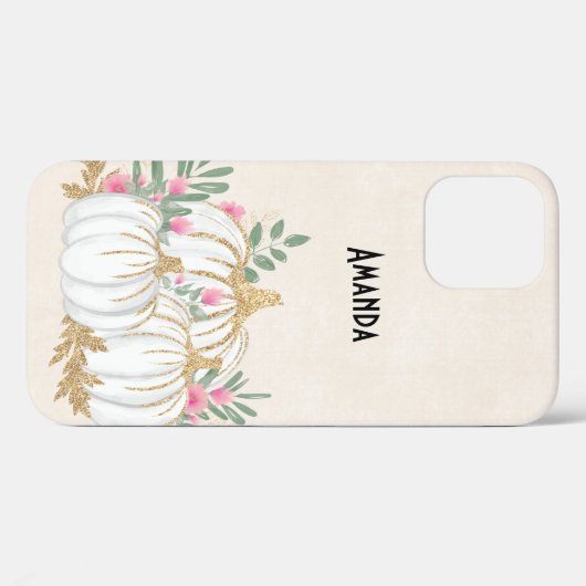 Witte en goudpompoenen Waterverf Case-Mate iPhone Case (Achterkant (horizontaal))