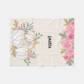 Witte en goudpompoenen Waterverf Fleece Deken (Voorkant (Horizontaal))