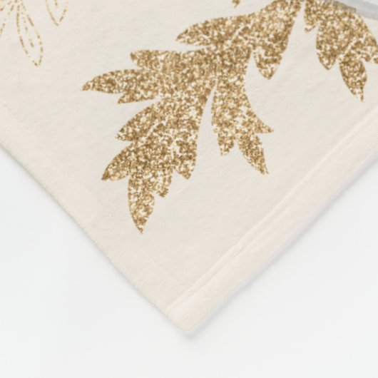 Witte en goudpompoenen Waterverf Fleece Deken (Hoek)