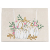 Witte en goudpompoenen Waterverf Groot Cadeauzakje (Voorkant)