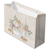 Witte en goudpompoenen Waterverf Groot Cadeauzakje (Voorkant Gekanteld)