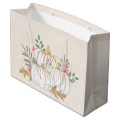 Witte en goudpompoenen Waterverf Groot Cadeauzakje (Achterkant Gekanteld)