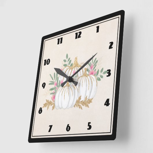Witte en goudpompoenen Waterverf Grote klok (Hoek)