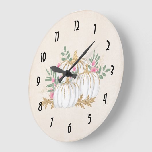 Witte en goudpompoenen Waterverf Grote Klok (Hoek)