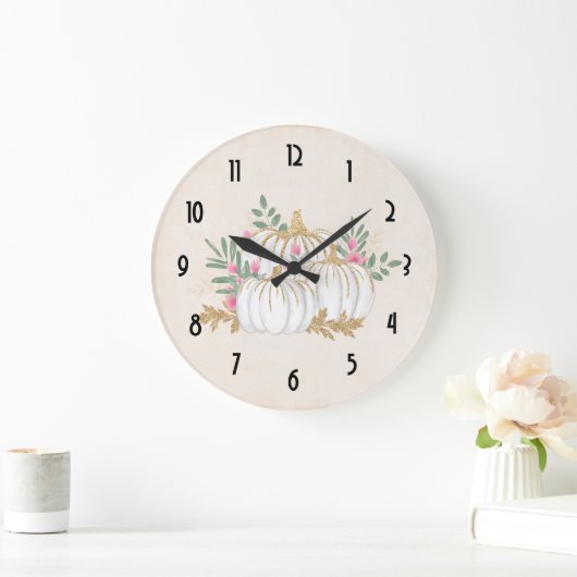 Witte en goudpompoenen Waterverf Grote Klok (Huis)