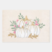 Witte en goudpompoenen Waterverf Inpakpapier Vel (Voorkant 2)