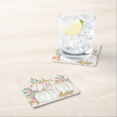 Witte en goudpompoenen Waterverf Kartonnen Onderzetters (Insitu)