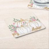 Witte en goudpompoenen Waterverf Kartonnen Onderzetters (Schuin)