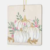 Witte en goudpompoenen Waterverf Keramisch Ornament (Links)