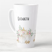 Witte en goudpompoenen Waterverf Latte Mok (Linkerhoek)