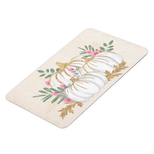 Witte en goudpompoenen Waterverf Magneet (Linkerzijde)