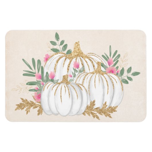 Witte en goudpompoenen Waterverf Magneet (Horizontaal)