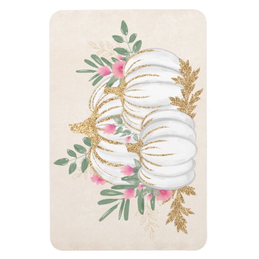 Witte en goudpompoenen Waterverf Magneet (Verticaal)