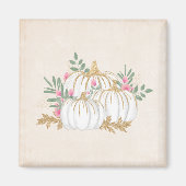 Witte en goudpompoenen Waterverf Magneet (Voorkant)