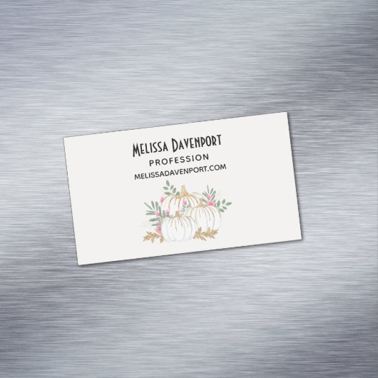 Witte en goudpompoenen Waterverf Magnetisch Visitekaartje (Voorbeeld)