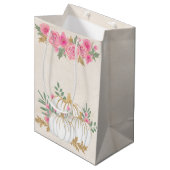 Witte en goudpompoenen Waterverf Medium Cadeauzakje (Voorkant Gekanteld)