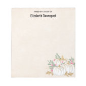 Witte en goudpompoenen Waterverf Notitieblok (Voorkant)