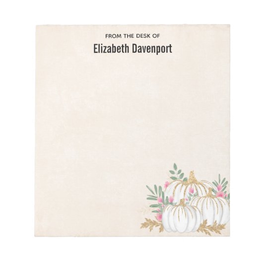 Witte en goudpompoenen Waterverf Notitieblok (Voorkant)