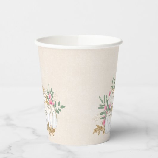 Witte en goudpompoenen Waterverf Papieren Bekers (Links)