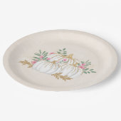 Witte en goudpompoenen Waterverf Papieren Bordje (Gekanteld)