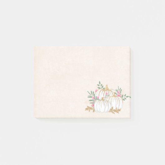 Witte en goudpompoenen Waterverf Post-it® Notes (Voorkant)