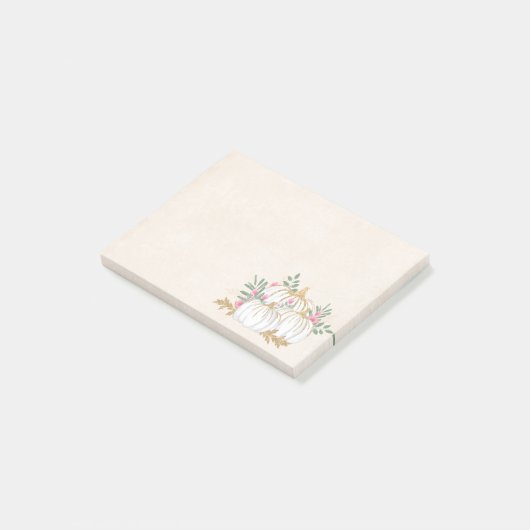Witte en goudpompoenen Waterverf Post-it® Notes (Schuin)
