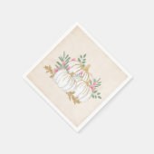 Witte en goudpompoenen Waterverf Servet (Hoek)