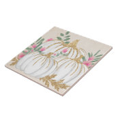 Witte en goudpompoenen Waterverf Tegeltje (Zijkant)