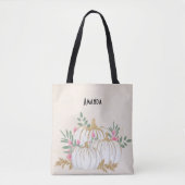 Witte en goudpompoenen Waterverf Tote Bag (Voorkant)