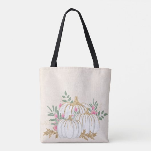 Witte en goudpompoenen Waterverf Tote Bag (Achterkant)