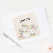 Witte en goudpompoenen Waterverf Vierkante Sticker (Envelop)