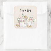 Witte en goudpompoenen Waterverf Vierkante Sticker (Tas)