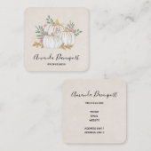 Witte en goudpompoenen Waterverf Vierkante Visitekaartje (Voorkant / Achterkant)