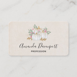 Witte en goudpompoenen Waterverf Visitekaartje