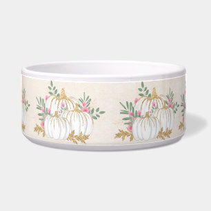 Witte en goudpompoenen Waterverf Voerbakje