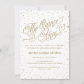 witte en goudsterren Quinceañera Partij Kaart (Voorkant)